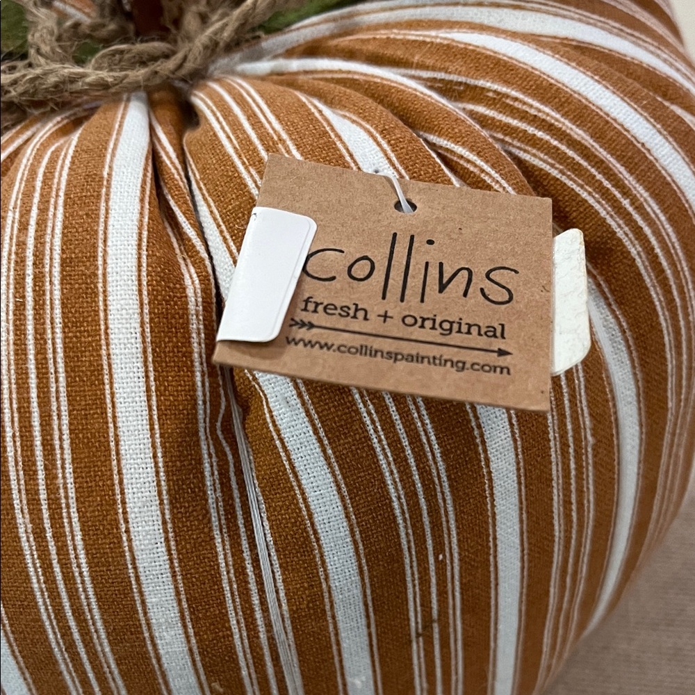 Orange Striped Fabric Pumpkin/NWT/XL - Picture 4 of 7